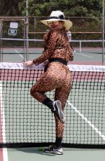 PHOEBE PRICE Playing Tennis at a Tennis Court in Los Angeles 08/06/2020