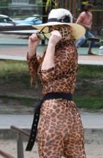 PHOEBE PRICE Playing Tennis at a Tennis Court in Los Angeles 08/06/2020