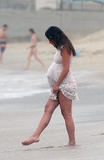 Pregnant LEA MICHELE Out at a Beach in Santa Monica 08/03/2020