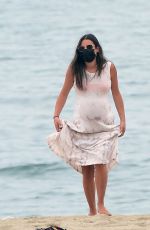 Pregnant LEA MICHELE Out at a Beach in Santa Monica 08/03/2020