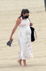 Pregnant LEA MICHELE Out at a Beach in Santa Monica 08/03/2020
