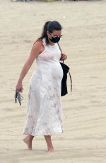 Pregnant LEA MICHELE Out at a Beach in Santa Monica 08/03/2020