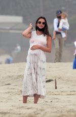 Pregnant LEA MICHELE Out at a Beach in Santa Monica 08/03/2020