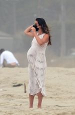 Pregnant LEA MICHELE Out at a Beach in Santa Monica 08/03/2020