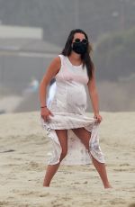 Pregnant LEA MICHELE Out at a Beach in Santa Monica 08/03/2020