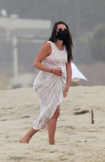 Pregnant LEA MICHELE Out at a Beach in Santa Monica 08/03/2020