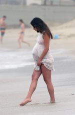 Pregnant LEA MICHELE Out at a Beach in Santa Monica 08/03/2020