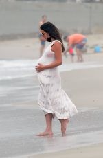 Pregnant LEA MICHELE Out at a Beach in Santa Monica 08/03/2020