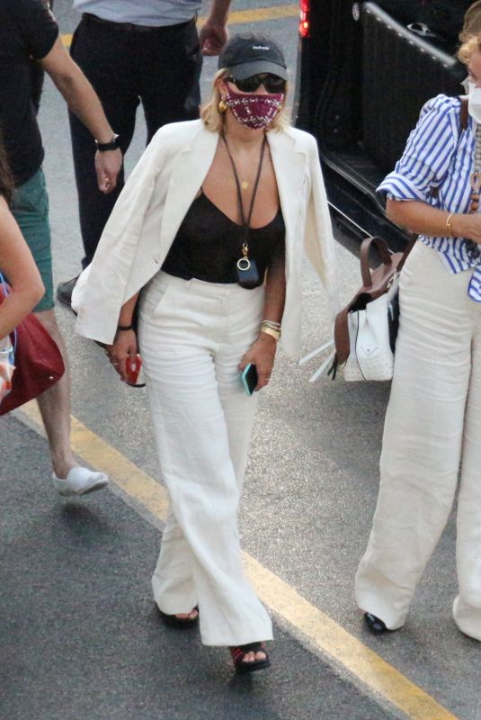 RITA ORA Wearing a Mask Out in Capri 08/29/2020