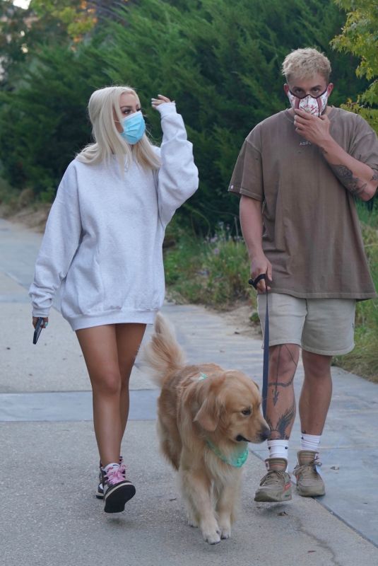 TANA MONGEAU and Jake Paul Out with Their Dog in Calabasas 08/12/2020