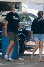 TIFFANI THIESSEN in Denim Shorts at a Car Wash in Los Angeles 08/12/2020
