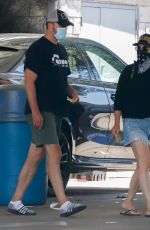 TIFFANI THIESSEN in Denim Shorts at a Car Wash in Los Angeles 08/12/2020