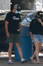 TIFFANI THIESSEN in Denim Shorts at a Car Wash in Los Angeles 08/12/2020