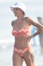 TINA LOUISE in a Orange Bikini at a Beach in Santa Monica 08/22/2020