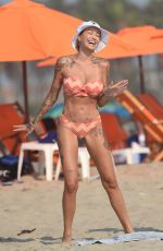 TINA LOUISE in a Orange Bikini at a Beach in Santa Monica 08/22/2020