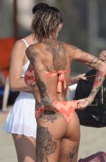 TINA LOUISE in a Orange Bikini at a Beach in Santa Monica 08/22/2020