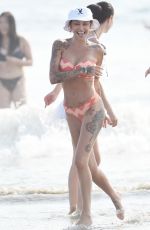 TINA LOUISE in a Orange Bikini at a Beach in Santa Monica 08/22/2020
