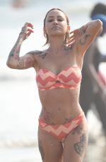 TINA LOUISE in a Orange Bikini at a Beach in Santa Monica 08/22/2020