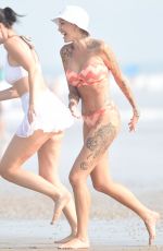 TINA LOUISE in a Orange Bikini at a Beach in Santa Monica 08/22/2020