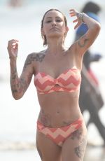 TINA LOUISE in a Orange Bikini at a Beach in Santa Monica 08/22/2020