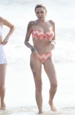 TINA LOUISE in a Orange Bikini at a Beach in Santa Monica 08/22/2020