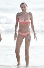 TINA LOUISE in a Orange Bikini at a Beach in Santa Monica 08/22/2020