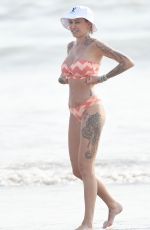 TINA LOUISE in a Orange Bikini at a Beach in Santa Monica 08/22/2020