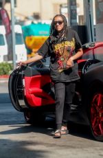 TINASHE Out Driving Her Ferrari in Beverly Hills 07/18/2020