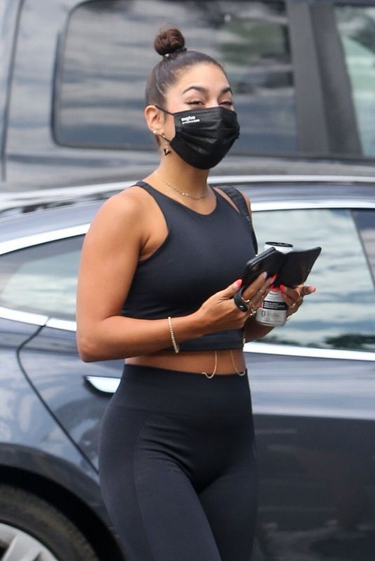 VANESSA HUDGENS in Tights Arrivres at a Gym in Hollywood 08/17/2020