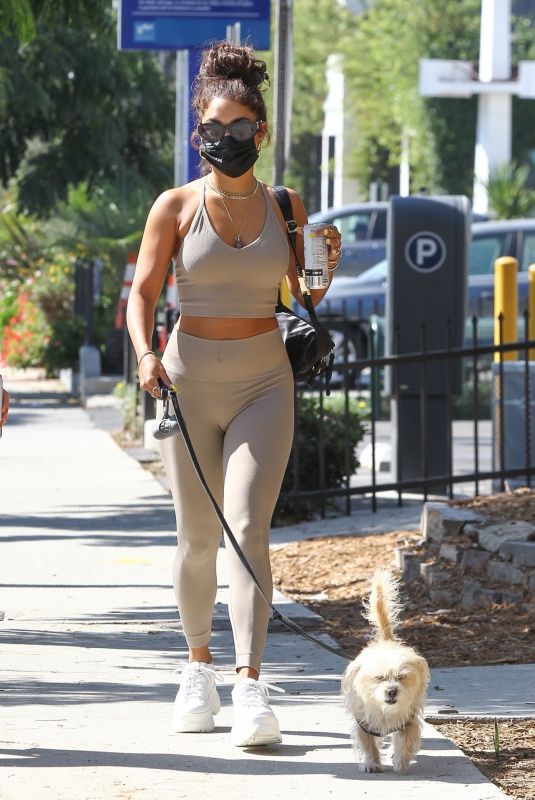 VANESSA HUDGENS in Tights Out with Her Dog in West Hollywood 08/26/2020