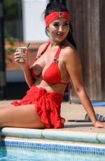 YAZMIN OUKHELLOU in a Red Bikini on the Set of TOWIE 08/12/2020