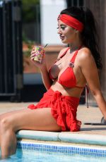 YAZMIN OUKHELLOU in a Red Bikini on the Set of TOWIE 08/12/2020