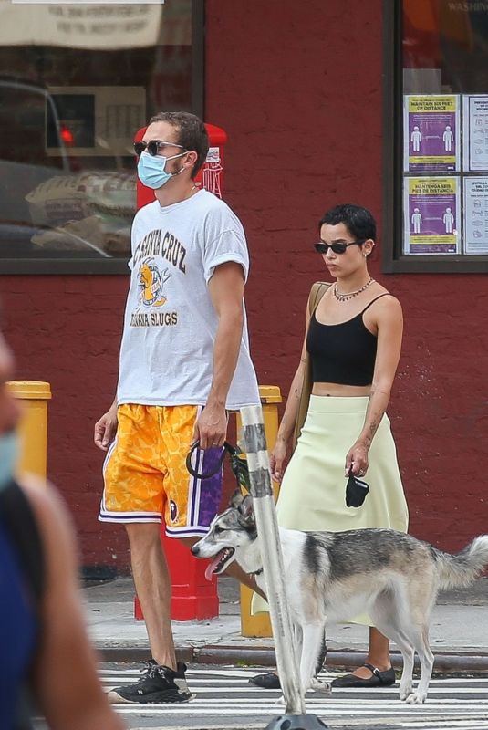 ZOE KRAVITZ and Karl Glusman Out with Their Dog in New York 08/27/2020