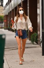 ALESSANDRA AMBROSIO in Denim Shorts Out in Brentwood 09/10/2020