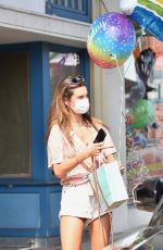 ALESSANDRA AMBROSIO in Shorts Out Shopping in Santa Monica 09/26/2020