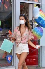 ALESSANDRA AMBROSIO in Shorts Out Shopping in Santa Monica 09/26/2020