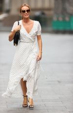 AMANDA HOLDEN in a White Polka Dot Dress Arrives at Heart Radio in London 09/11/2020