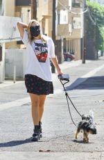 ASHLEY BENSON Out with Her Dog in Los Angeles 09/29/2020