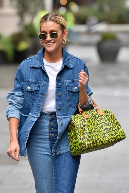 ASHLEY ROBERTS in Double Denim Leaves Global Studios in London 09/30/2020