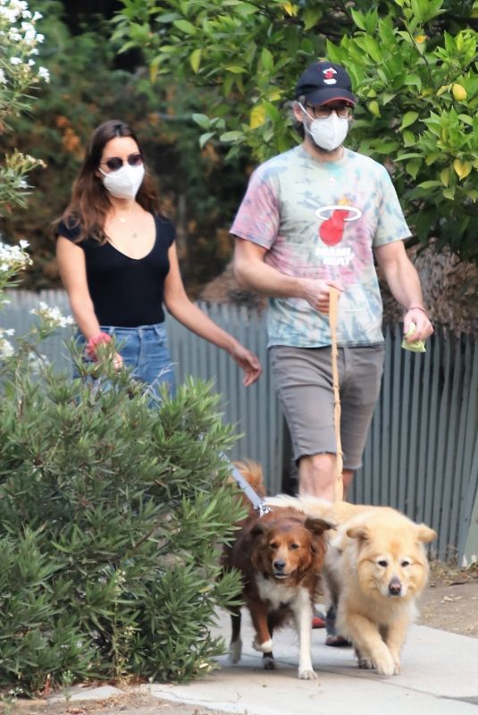 AUBREY PLAZA and Jeff Baena Out with Their Dogs in Los Angeles 09/15/2020