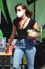 AUBREY PLAZA in Denim at a Gas Station in Los Angeles 09/20/2020