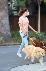 AUBREY PLAZA Out with Her Dogs in Los Angeles 09/29/2020