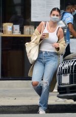 CAMILA MORRONE in Ripped Denim Out with Her Dog in Los Angeles 09/11/2020
