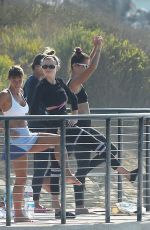 CHARLOTTE MCKINNEY Doing Yoga with Friends at a Beach in Malibu 09/23/2020
