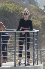 CHARLOTTE MCKINNEY Doing Yoga with Friends at a Beach in Malibu 09/23/2020