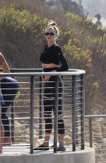 CHARLOTTE MCKINNEY Doing Yoga with Friends at a Beach in Malibu 09/23/2020