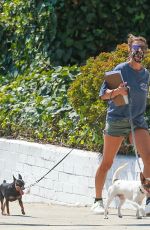 ELISABETTA CANALIS in Denim Shorts Out with Her Dogs in Beverly Hills 09/02/2020