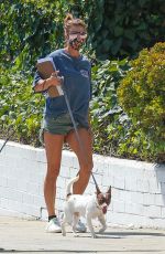 ELISABETTA CANALIS in Denim Shorts Out with Her Dogs in Beverly Hills 09/02/2020