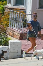 ELISABETTA CANALIS in Denim Shorts Out with Her Dogs in Beverly Hills 09/02/2020