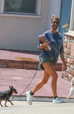 ELISABETTA CANALIS in Denim Shorts Out with Her Dogs in Beverly Hills 09/02/2020